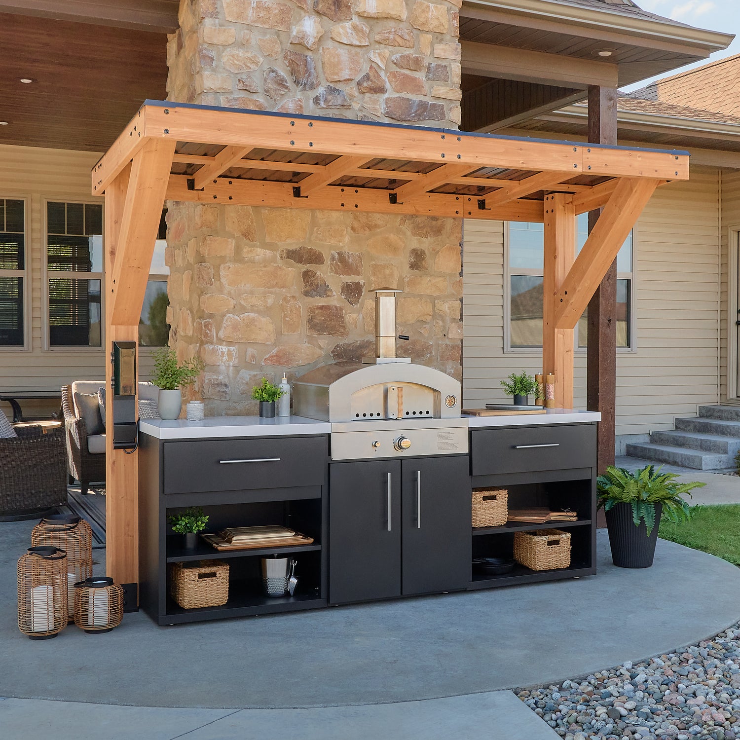 Timber Rock Outdoor Pizza Oven Cook Station — Backyard Discovery cedar outdoor kitchens