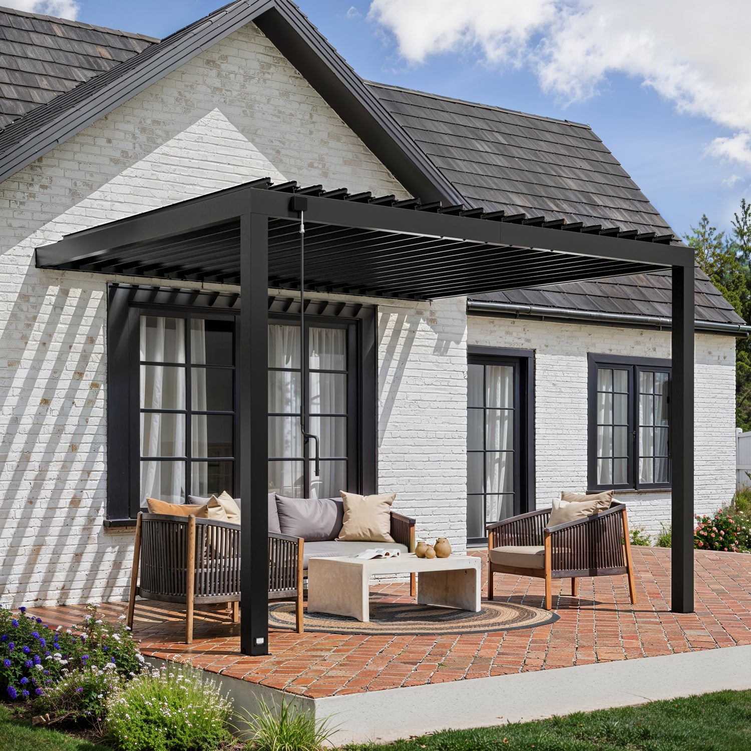 12x10 Evanston Wall Mounted Louvered Pergola — Backyard Discovery cedar pergolas