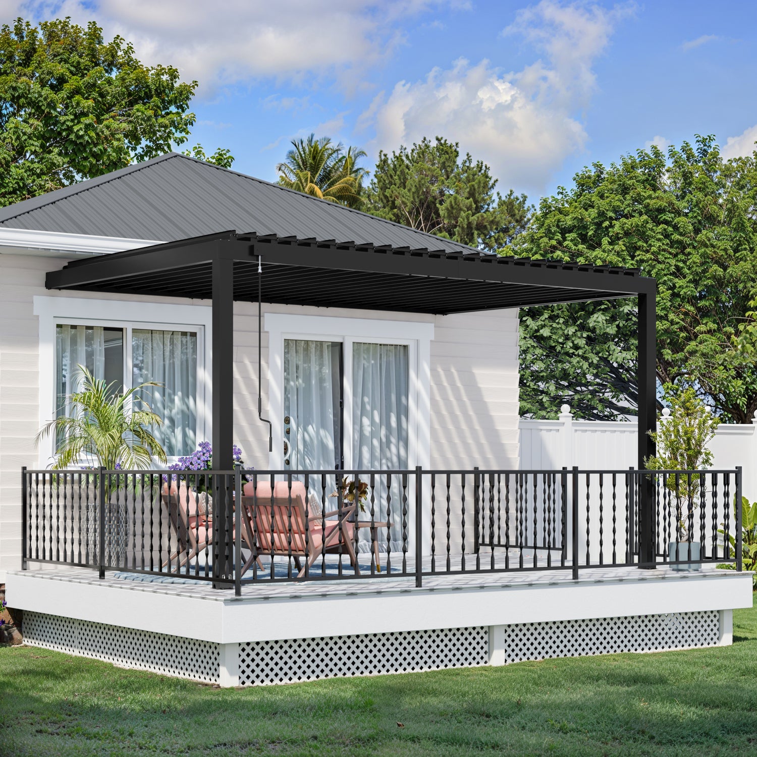 14x10 Evanston Wall Mounted Louvered Pergola — Backyard Discovery cedar pergolas