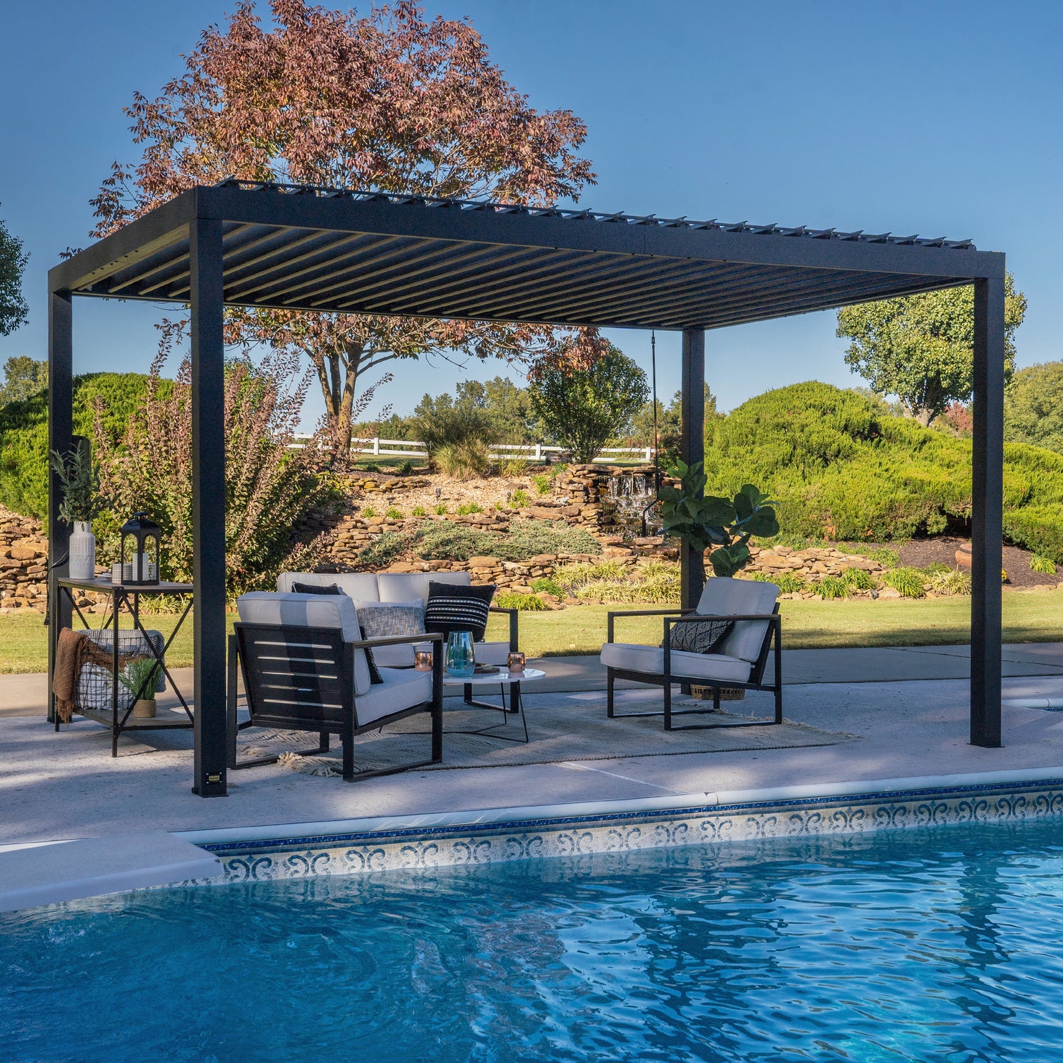 14x10 Sarasota Steel Louvered Pergola — Backyard Discovery cedar pergolas