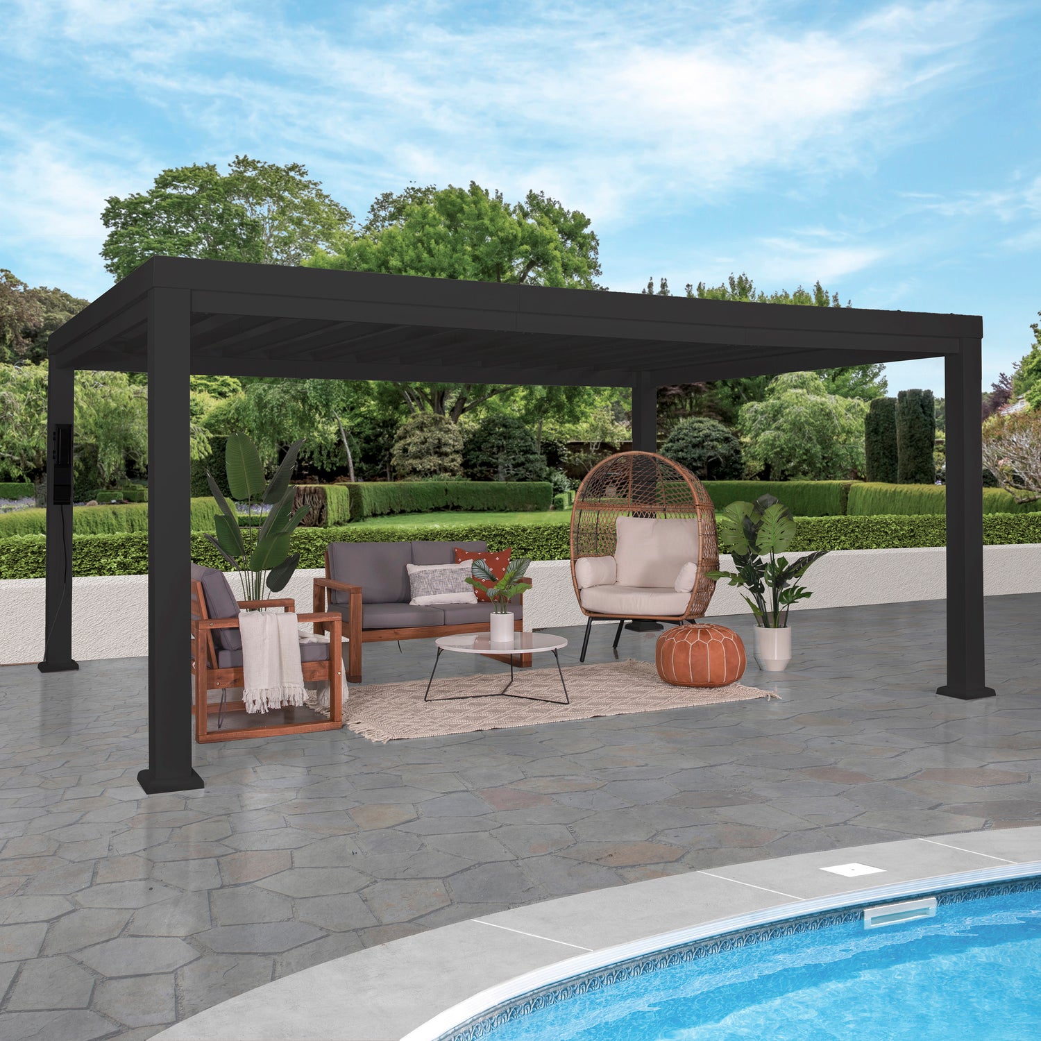 16x12 Trenton Modern Steel Pergola — Backyard Discovery cedar pergolas