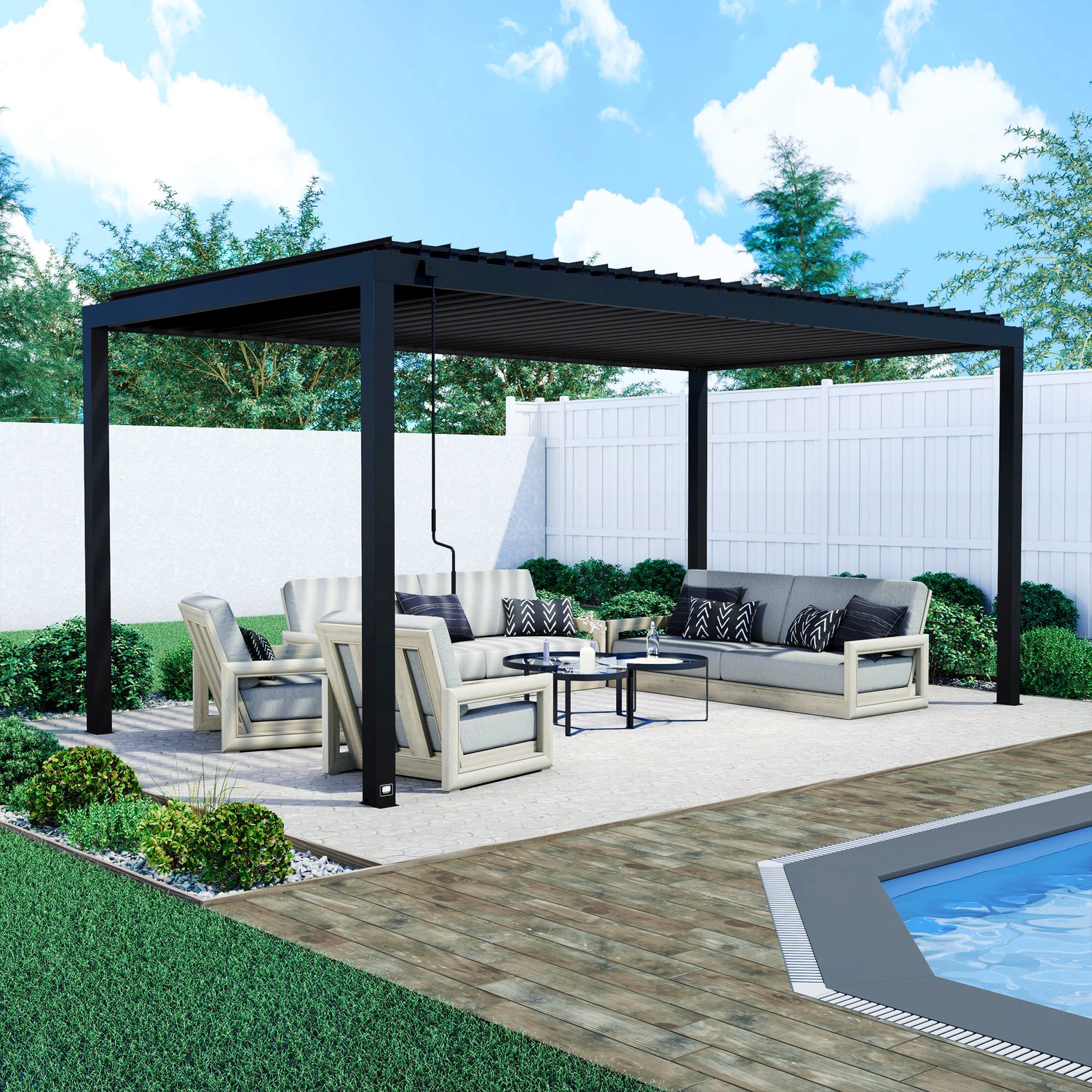 18x10 Sarasota Steel Louvered Pergola — Backyard Discovery cedar pergolas