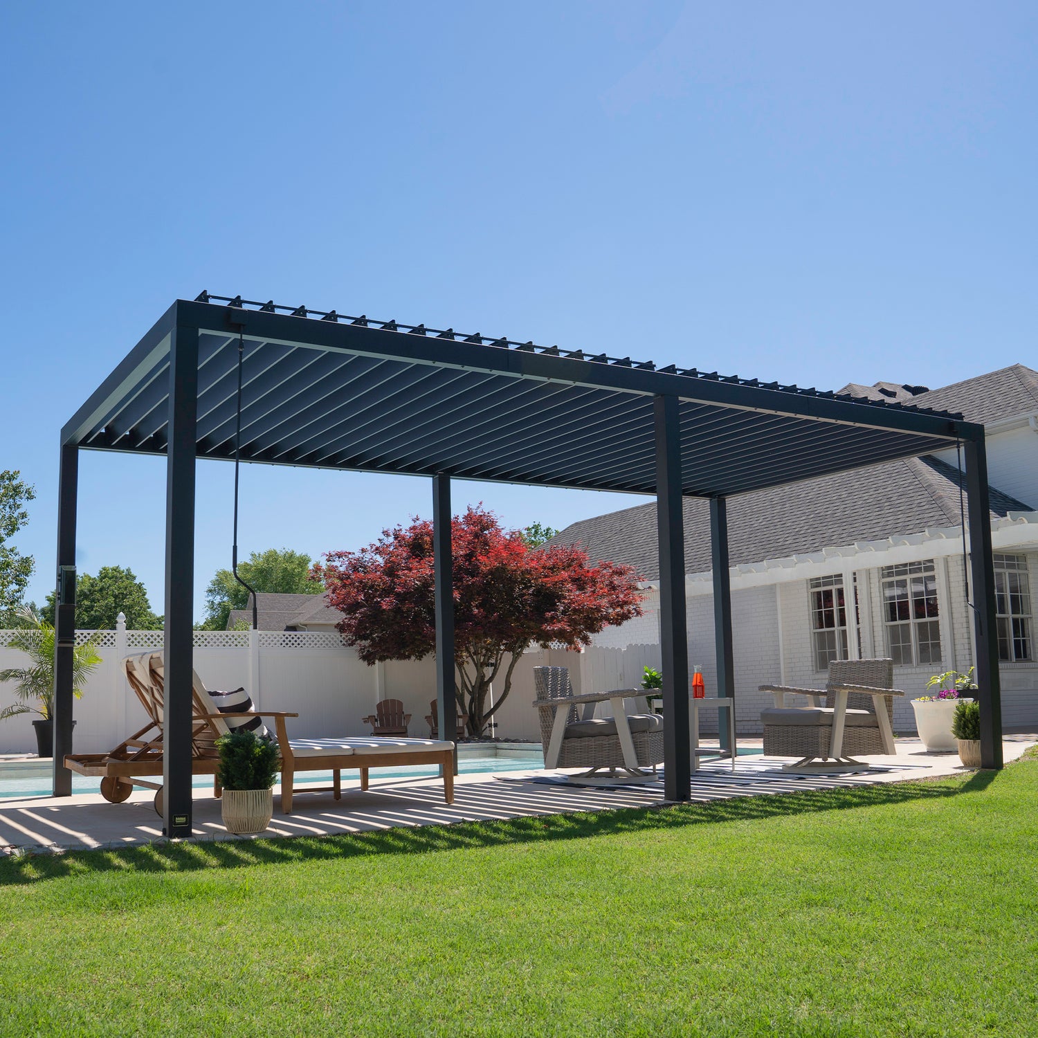20x10 Sarasota Steel Louvered Pergola — Backyard Discovery cedar pergolas