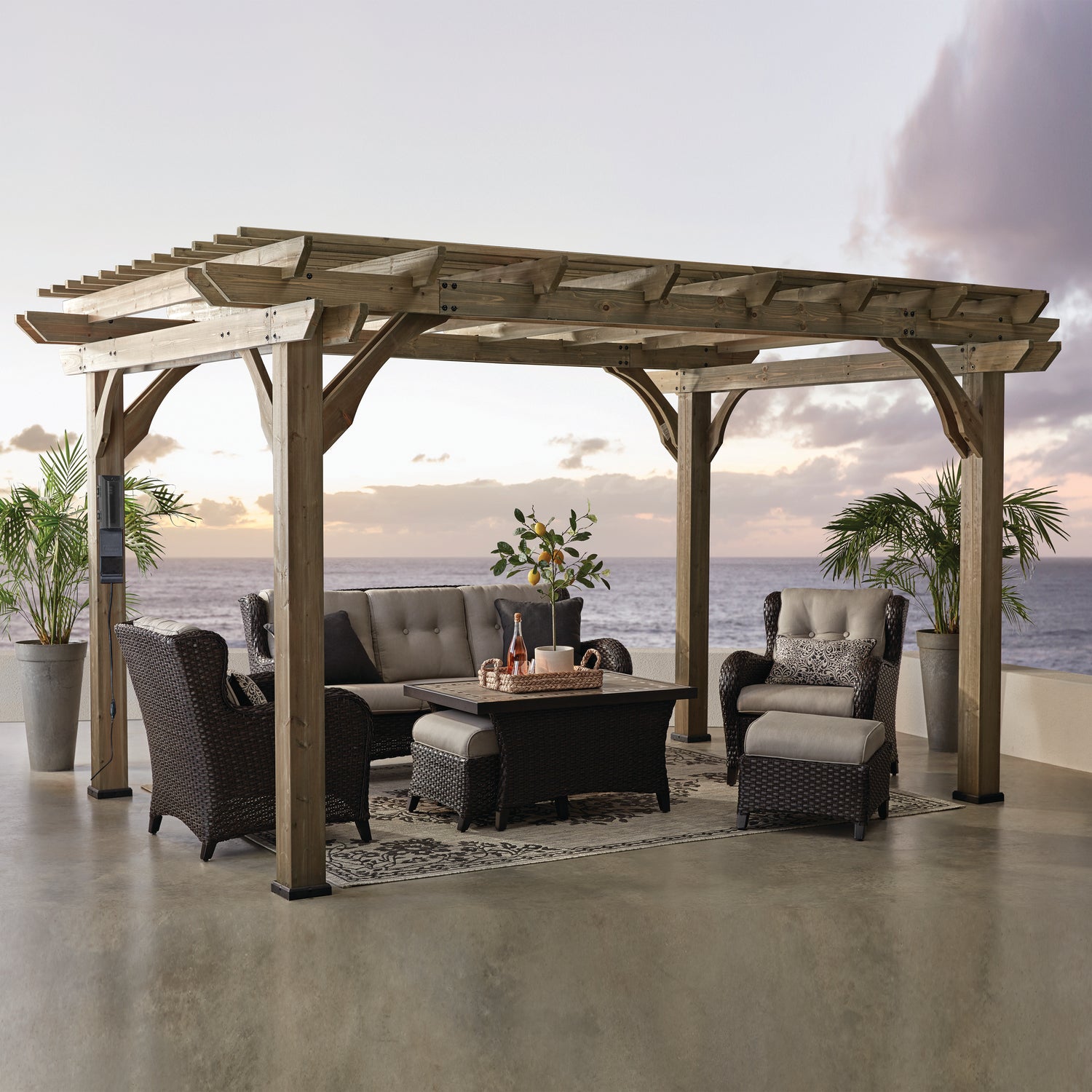 14x10 Somerville Pergola – Barnwood Stain — Backyard Discovery cedar pergolas