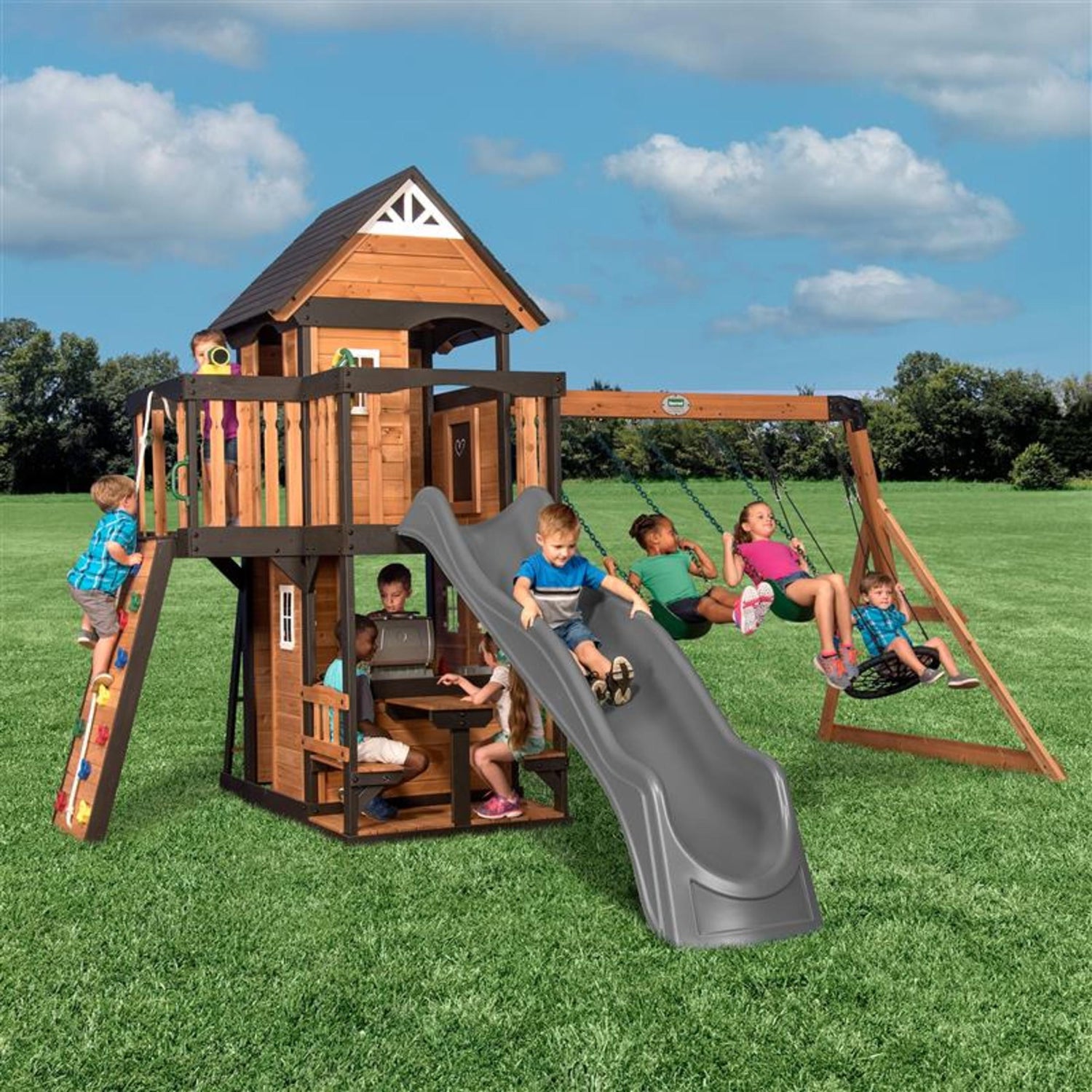Canyon Creek Swing Set — Backyard Discovery cedar playsets