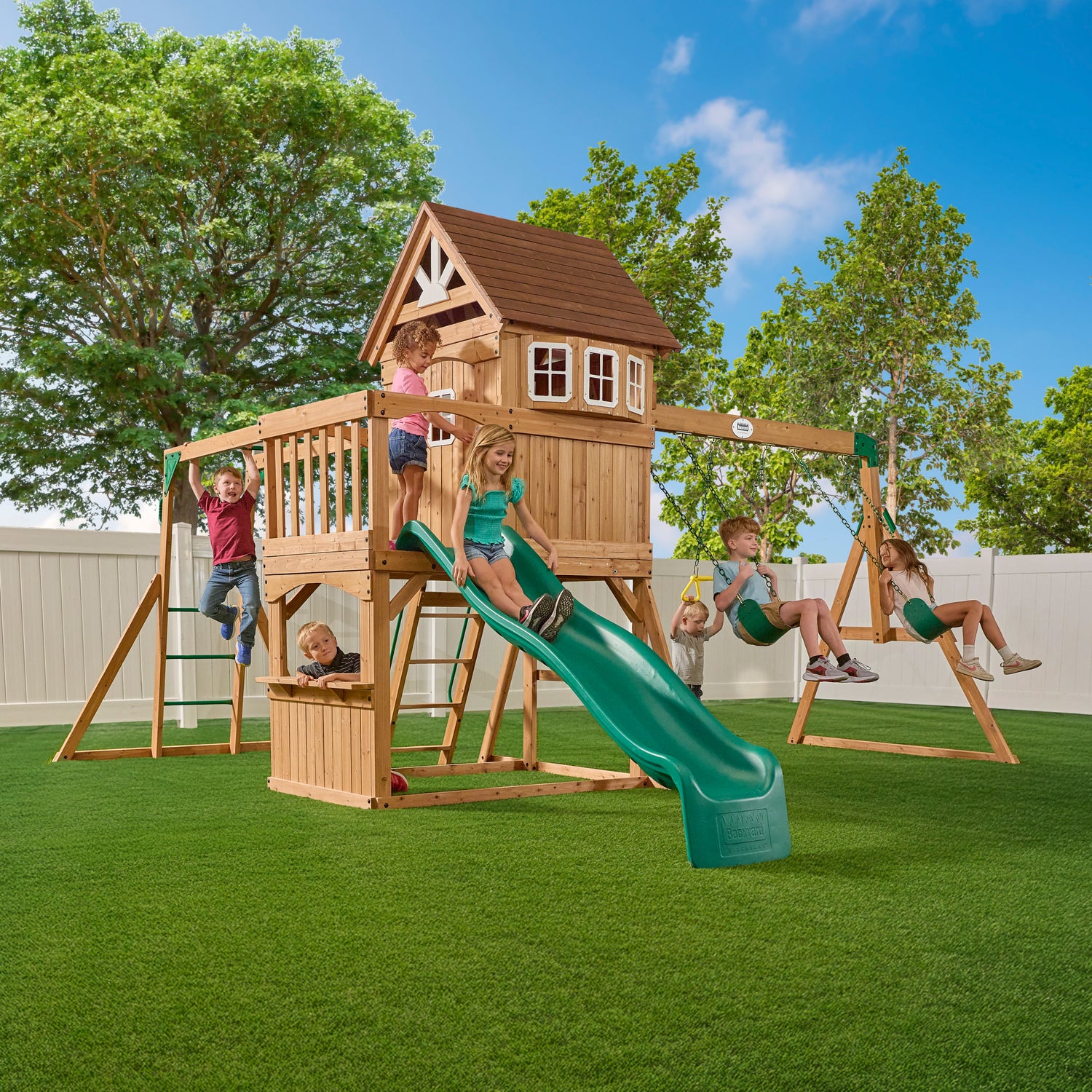 Edgewood Swing Set — Backyard Discovery cedar playsets