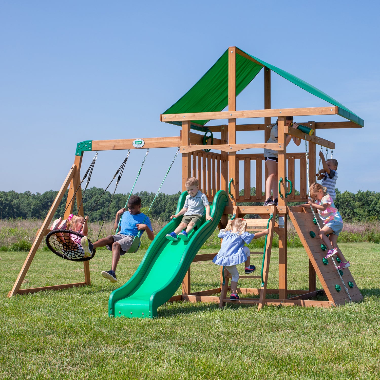Grayson Peak Swing Set — Backyard Discovery cedar playsets
