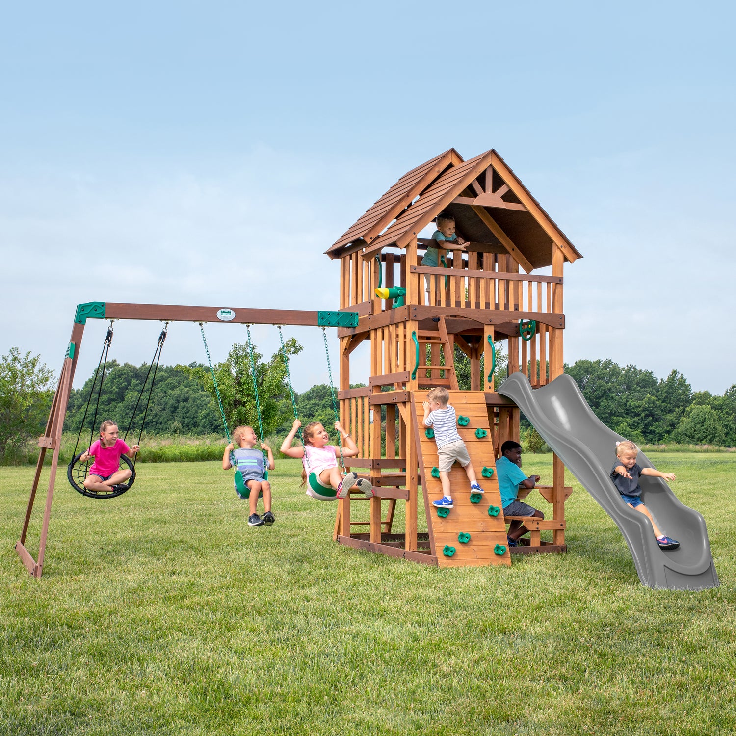 Highlander Swing Set — Backyard Discovery cedar playsets