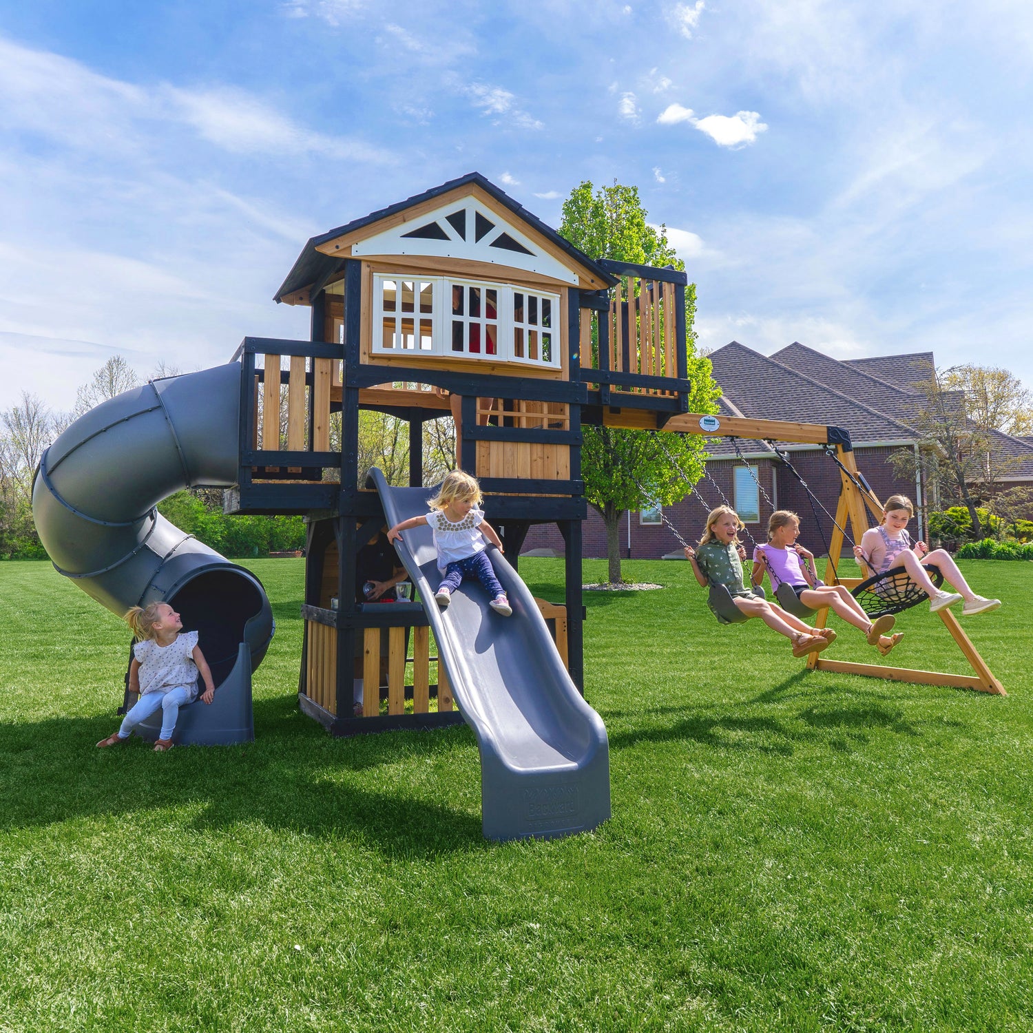 Magnolia Falls Swing Set — Backyard Discovery cedar playsets