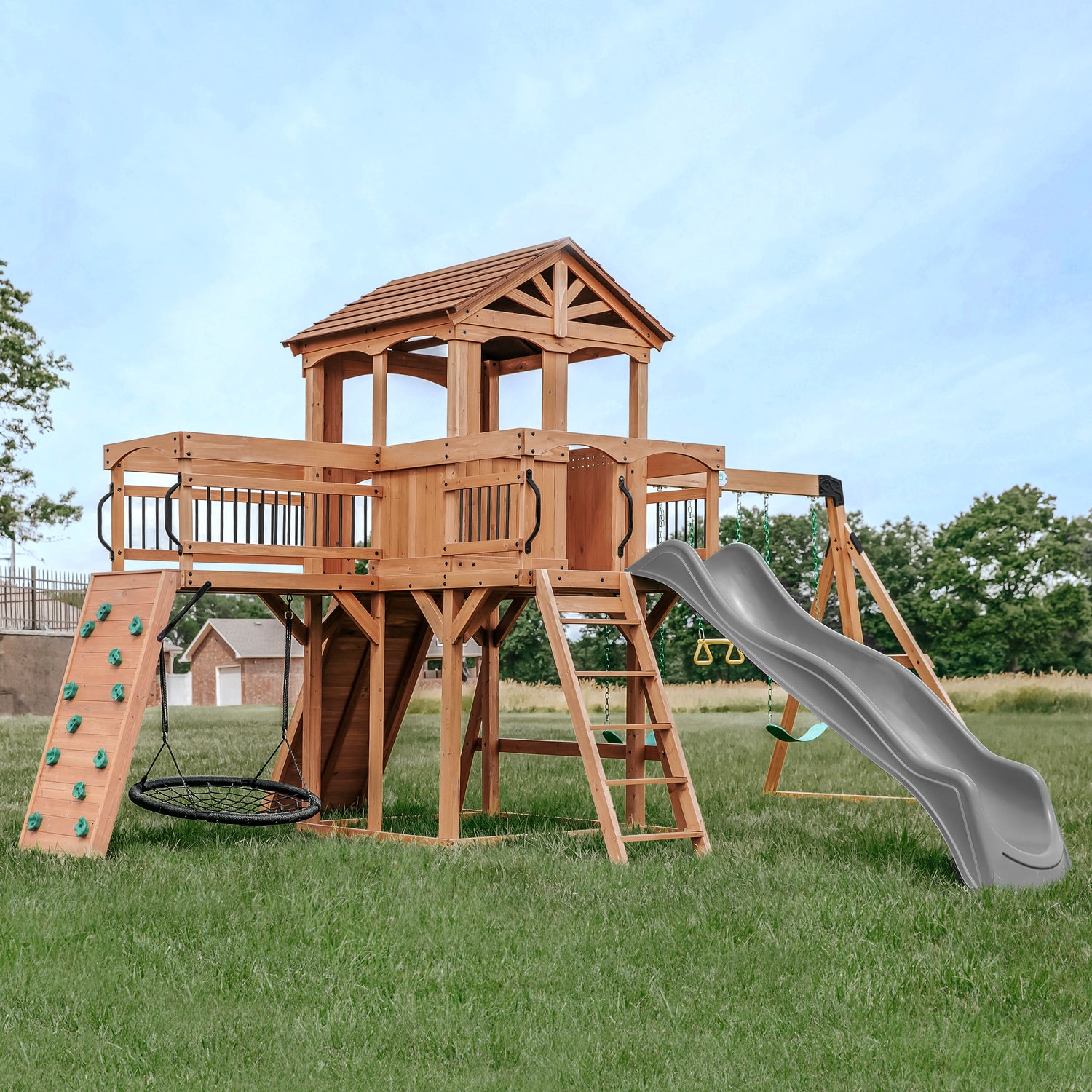 Sterling Point Swing Set — Backyard Discovery cedar playsets