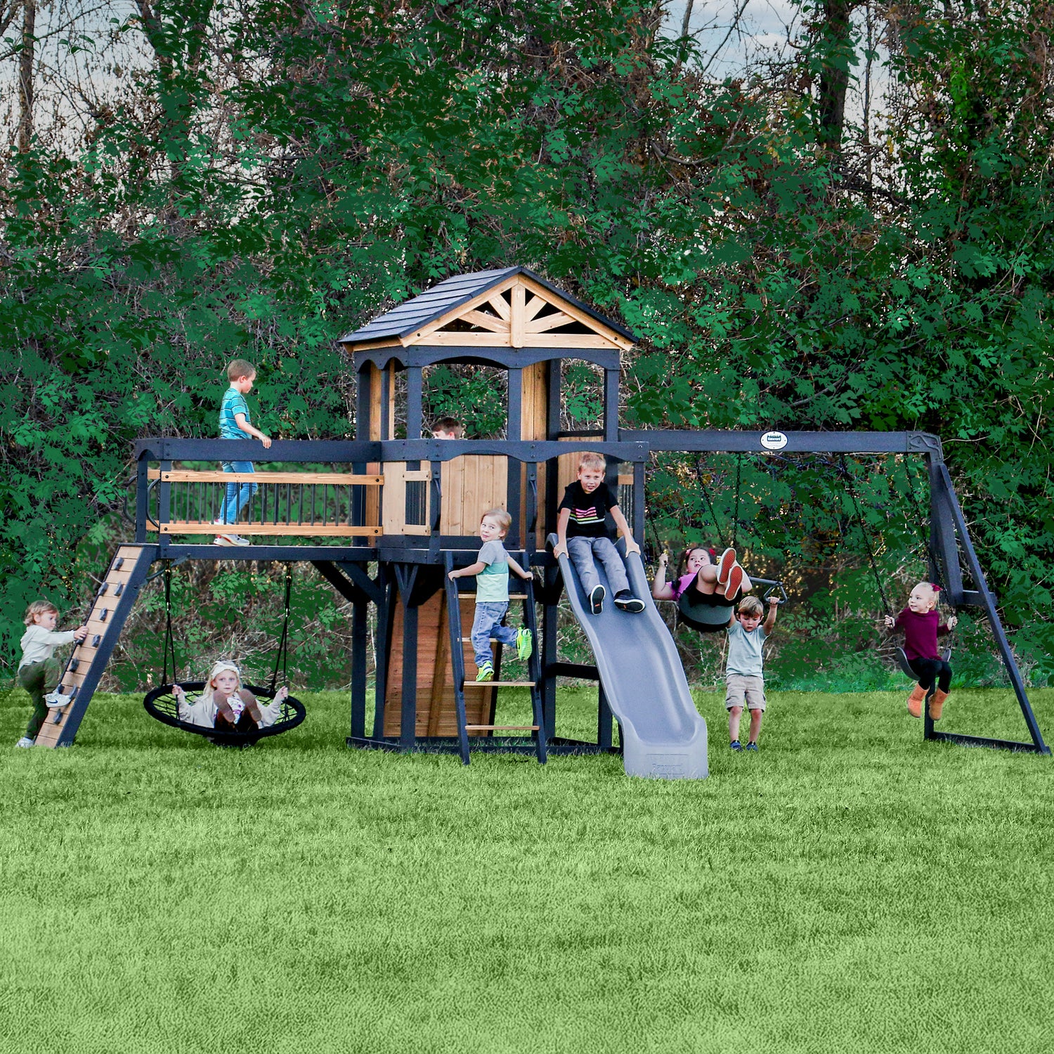Timber Crossing Swing Set — Backyard Discovery cedar playsets