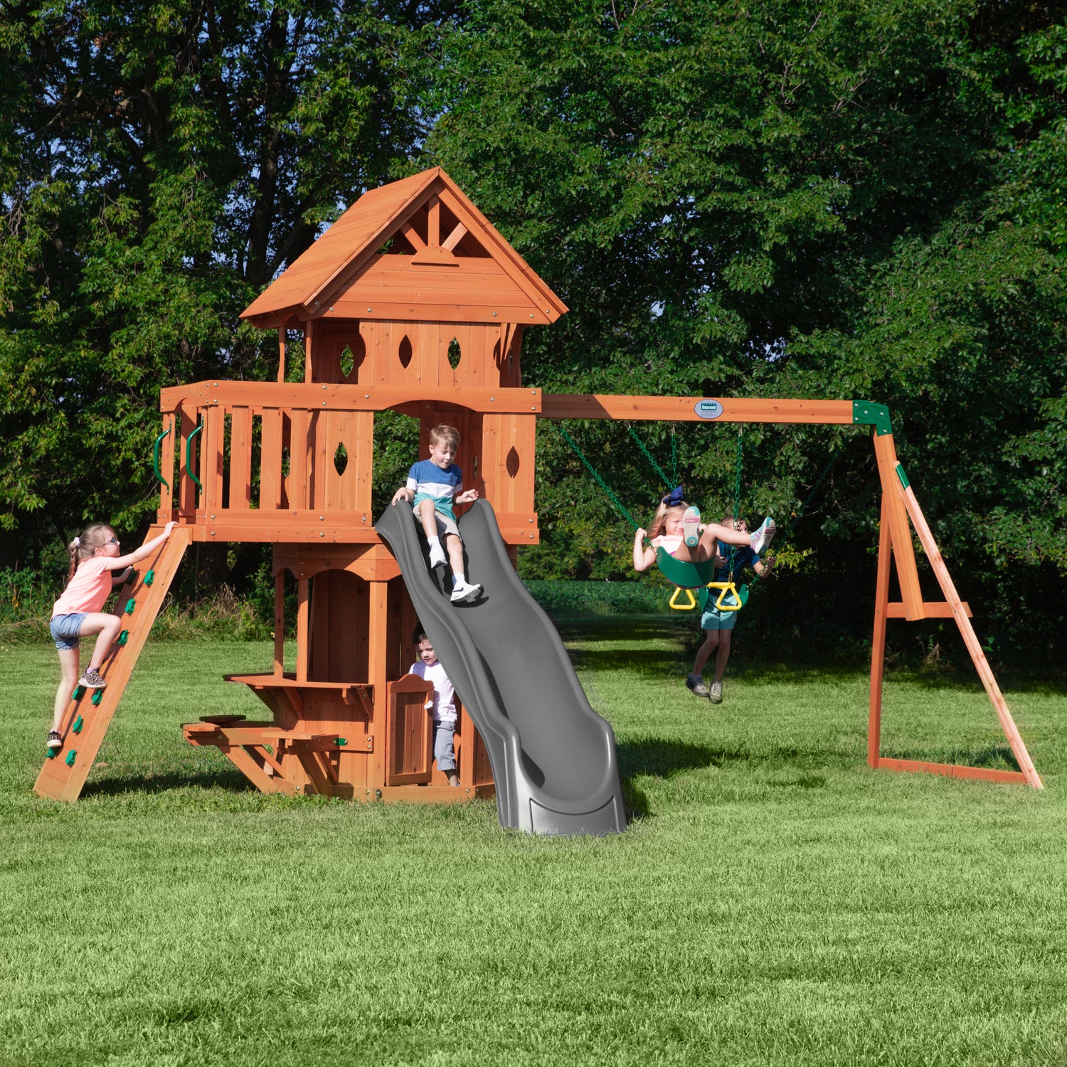 Woodland Swing Set — Backyard Discovery cedar playsets